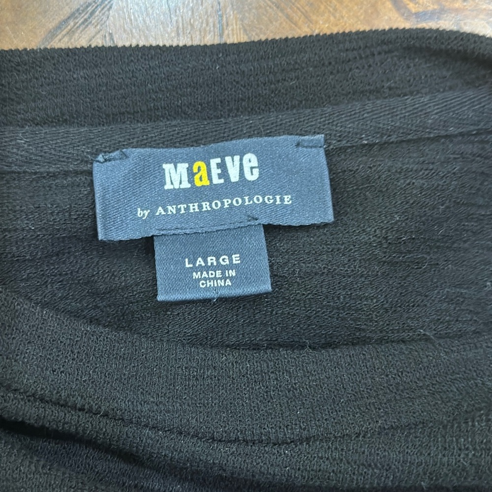 Maeve Anthropologie‎ Black Balloon Sleeve Textured Crop Top Size L Romantic Chic - Picture 8 of 10